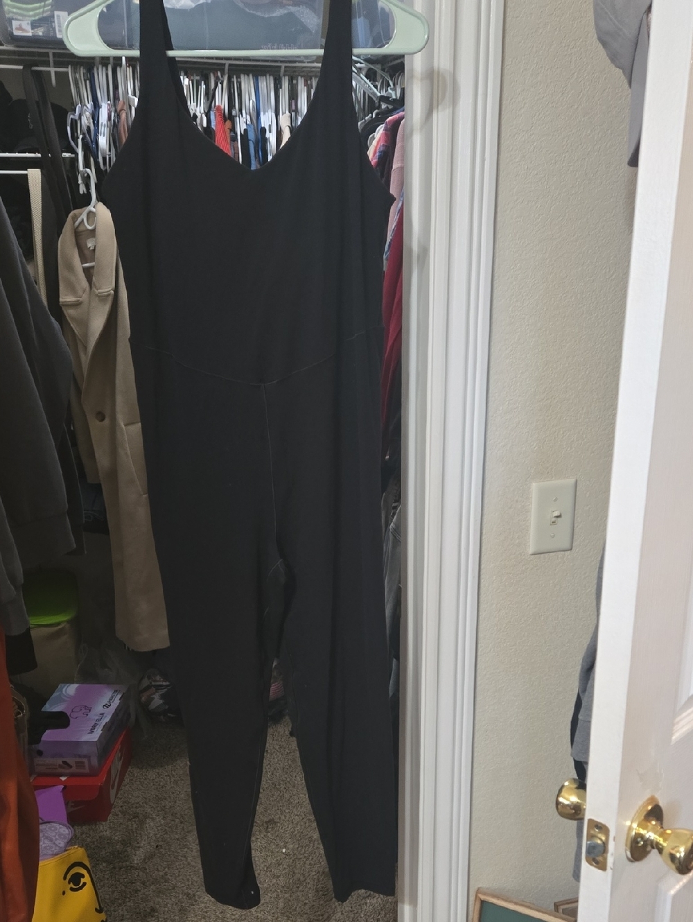 aerie Black V-Neck Sleeveless Jumpsuit